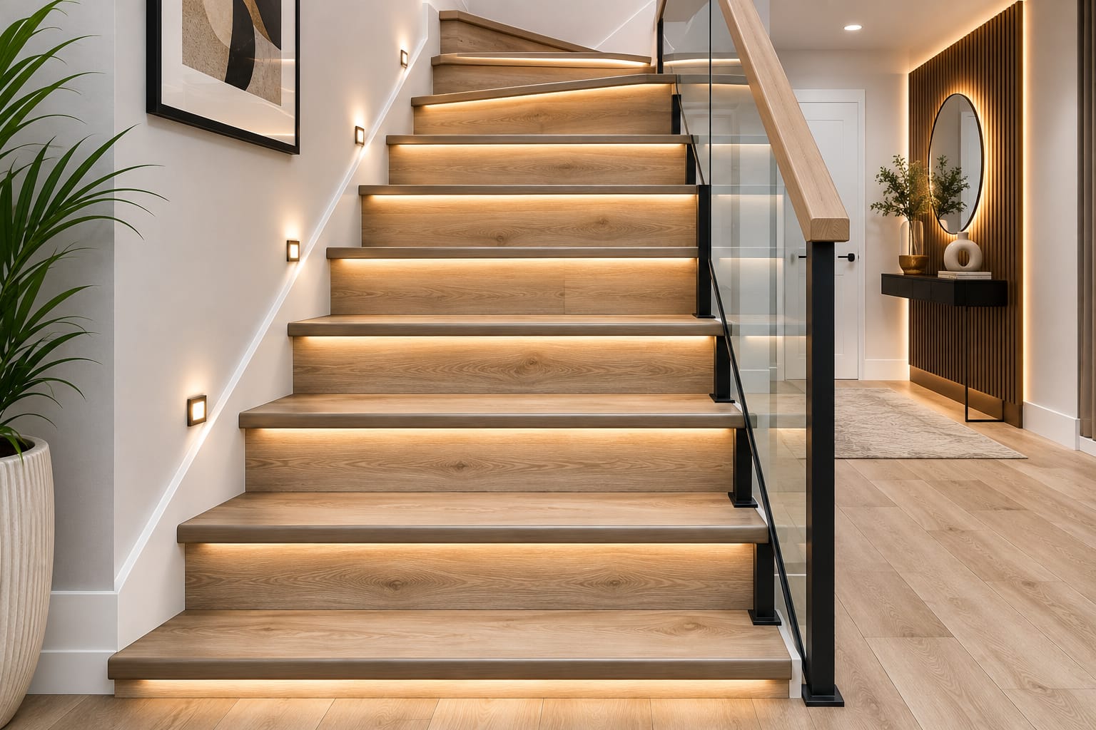 Luxury carpet stair runner installed in Dubai